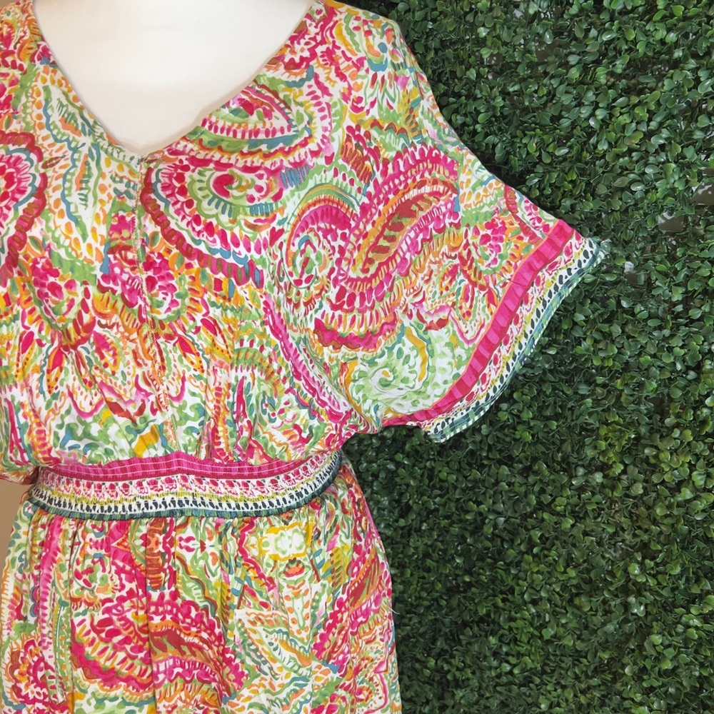 EUC! Tribal Brand mini dress in vibrant paisley-like pattern! Size Medium! - Picture 4 of 12